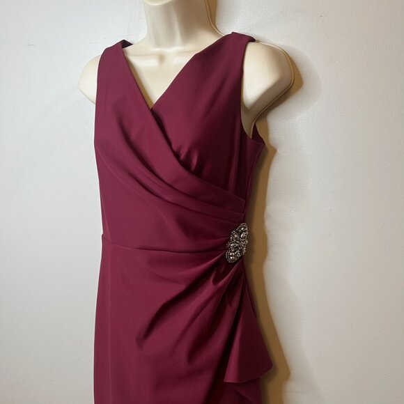 Alex Evenings Burgundy Maxi Dress (4P) - Picture 2 of 9